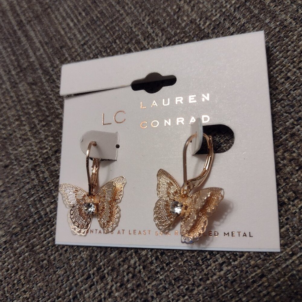 NWT Lauren Conrad Butterfly Earrings
